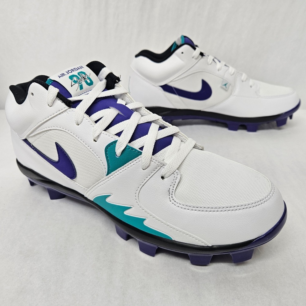 Jordan Stadium 90 Low MCS Baseball Cleats HQ0211-105 White Purple Men Size‎ 12